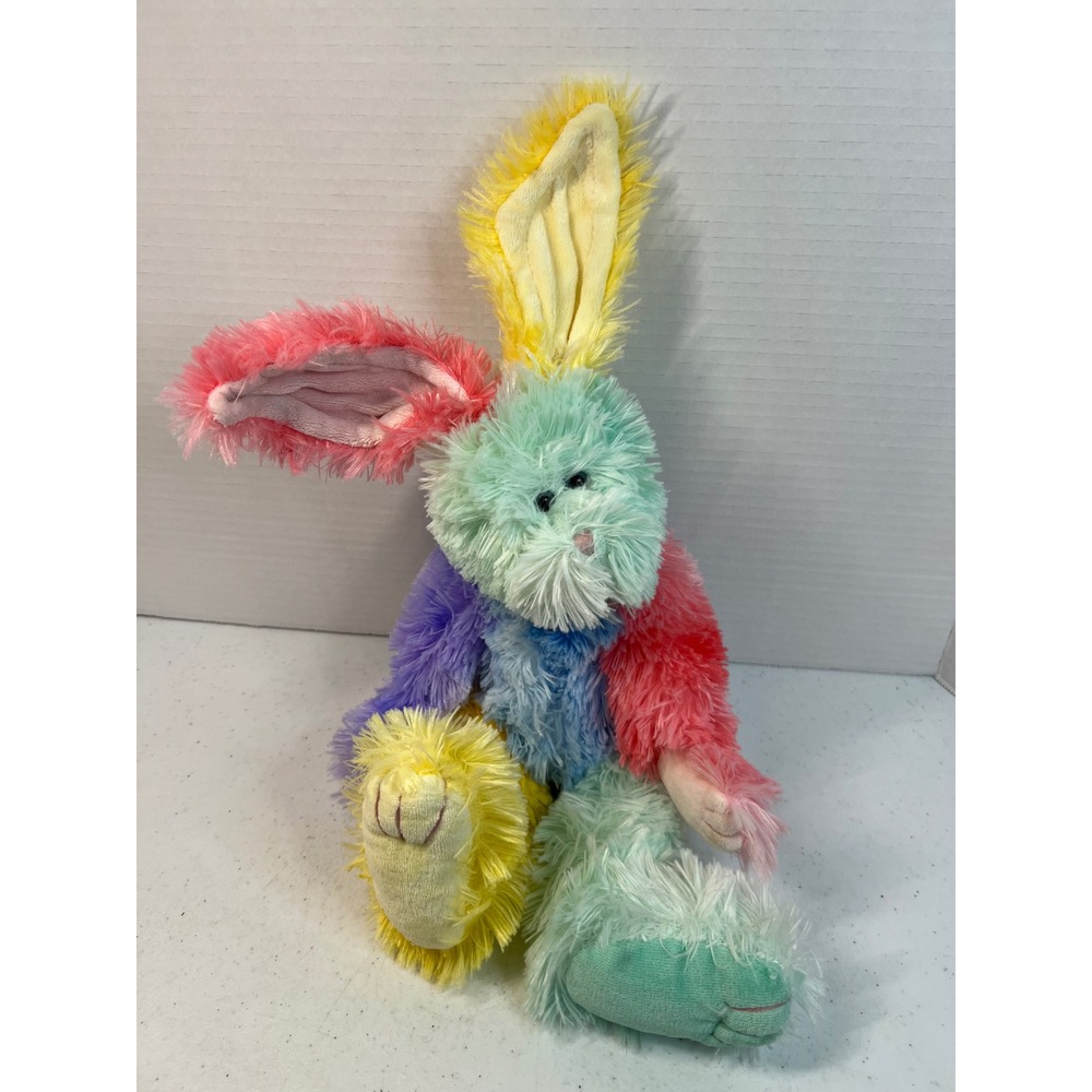Boyds Collection Multi Color Patchwork Shaggy Plush Bunny Rabbit 14 Inch 2004